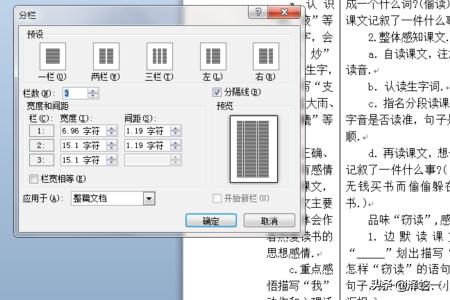 怎样在word里对文档进行分栏设置？