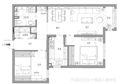 十堰海木源装饰小户型地中海式装修效果图 8万打造65平明亮二居室